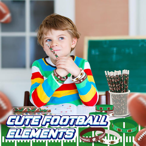 Sabary 48 Pcs Sports Pencils Set with Silicone Bracelets, Soccer, Football, Basketball, Baseball, Rubber Wristbands
