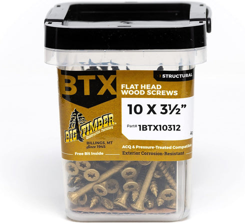 Big Timber 1BTX10312 Wood Screws 10x3-1/2" Inch T-25-Drive Bit Bronze Star Flat Head (Approx Qty: 55) by Big Timber