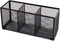 Black Mesh Pen Pencil Holder, Small Metal Desk Organizer for Office Supplies, 3 Compartments for Home School