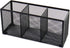 Black Mesh Pen Pencil Holder, Small Metal Desk Organizer for Office Supplies, 3 Compartments for Home School