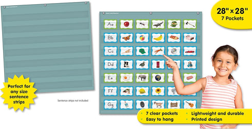Teacher Created Resources 7 Pocket Chart, Calming Blue (28" x 28") (TCR20101)