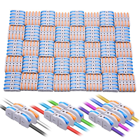 HTCELLE 200-Piece Inline Wire Connectors Kit for Quick Connect, Push in Compact Splicing Electrical Connectors