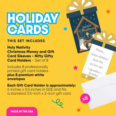 Set 8 Big Dot of Happiness Holy Nativity - Manger Scene Religious Christmas Money and Gift Card Sleeves - Nifty Gifty