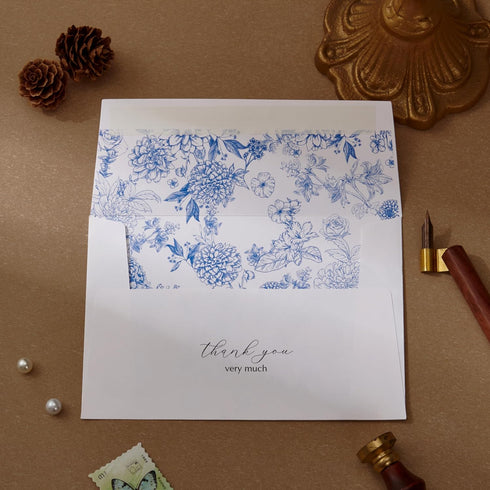 50 Pack Crisky Blue Floral Thank You Cards Gold Foil Greeting Notes Bulk with Envelopes & Stickers for Birthday, Baby
