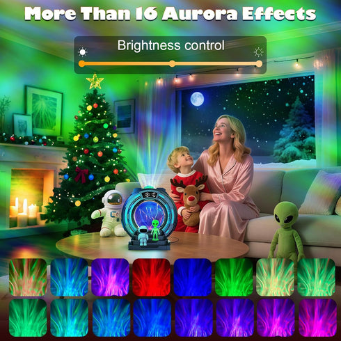 8-in-1 8 Sci-Fi Gateway Galaxy Projector Nebula Night Light for Kids Adults Teens with Plasma Ball, Alarm Clock