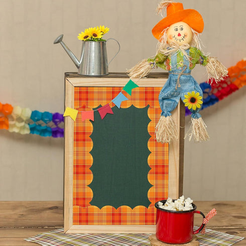 Whaline 131.2ft Fall Bulletin Board Borders, Pumpkin Maple Leaf Plaid Die-Cut Trim for Autumn Thanksgiving Decoration