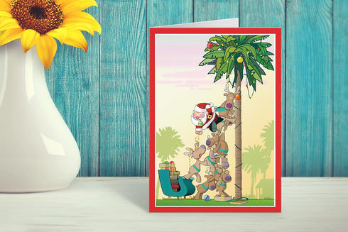 Stonehouse Collection Christmas Palm Holiday Card, 18 Cards & 19 Envelopes, USA Made