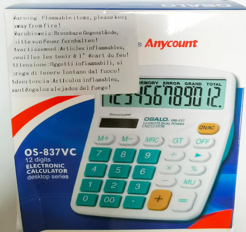 Meichoon Desktop Calculator 12 Digit Large LCD Display, Solar Battery Dual Power, Red, for Office/Home/School KA08
