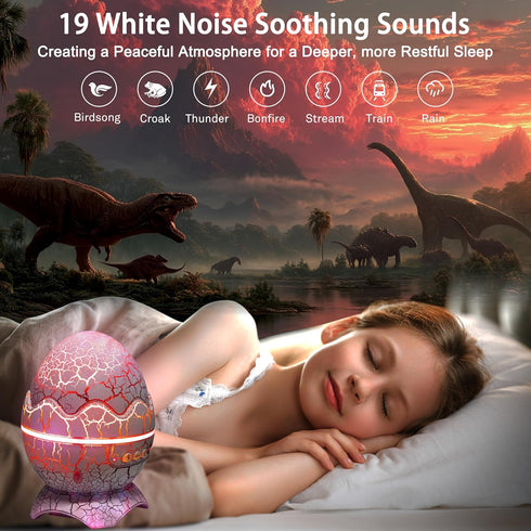 Star Projector Night Light, AIRIVO Dinosaur Egg Ocean Wave Galaxy Projector for Bedroom with Music Speaker, White