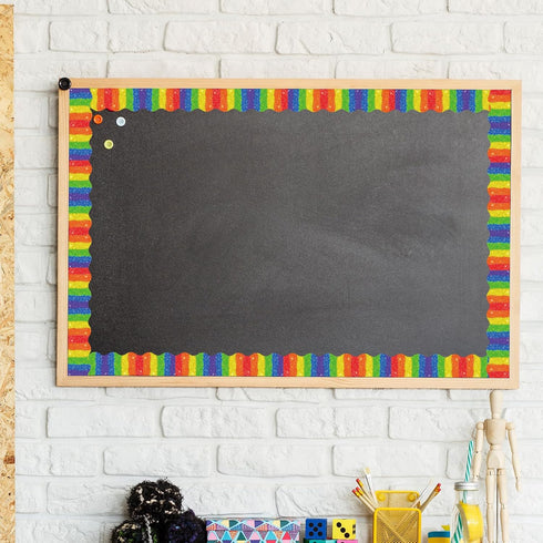 Whaline 32.8Ft Colorful Stripe Bulletin Board Border - Rainbow Die Cut Trim for Pride Day Party Supplies