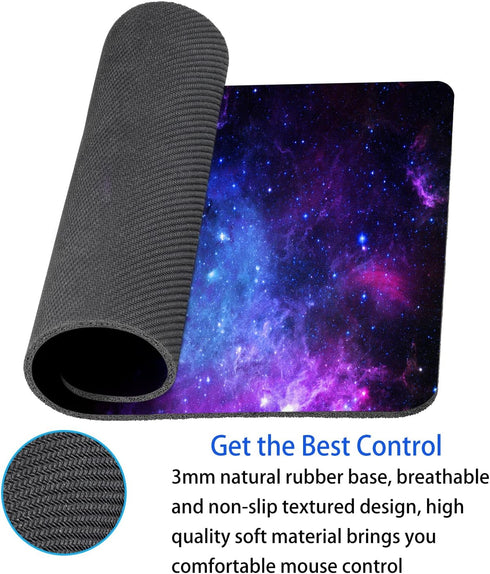 Purple Galaxy Mouse Pad, Small Personalized Nebula Design Washable Rubber Mouse Pad 9.5 X 7.9 inches