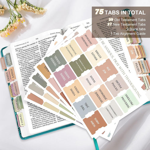 CICPAP Bible Tabs for Women & Men, Laminated Bible Tabs for Study Bible, Boho Theme Bible Tabs for Easy Navigation