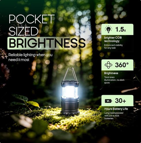 3 MalloMe LED Camping Lantern, Battery Powered Lanterns for Power Outages, Portable Hanging Collapsible Camping Lights