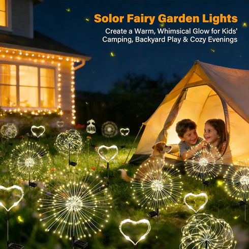 SEEWELUMI 2Pack 120LED Solar Garden Lights Outdoor Decor Waterproof, Firework Lights for Garden Decorative, Fairy
