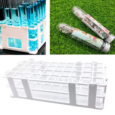 Plastic Test Tube Rack - 2 Pack White 40 Holes Holder for 21mm and Below Test Tubes, Detachable