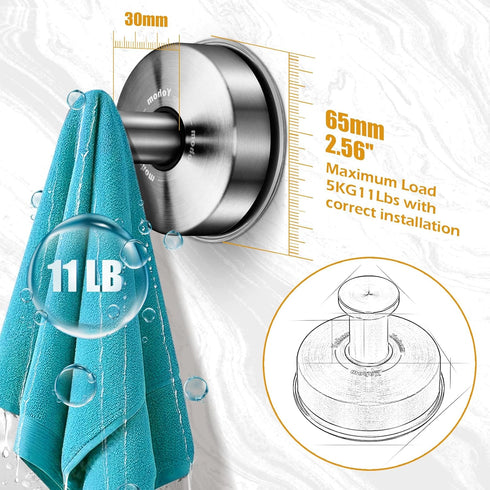YOHOM Suction Cup Hooks for Shower Bathroom, 4 Silver Wall Cups for Inside Vacuum Windows