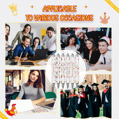Sayglossy 24 Pcs Funny Chicken Pens Lovely Retractable Gel Pens Novelty Animal Black Ink Rollerball for School Office