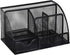 Greenco Mesh Desk Organizer, Small Black Caddy with 6 Compartments for Office & Dorm Room Supplies Storage