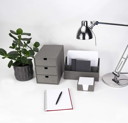 Bigso Box of Sweden Ingrid 3-Drawer Desk Organizer, Durable Stackable Fiberboard Drawers for Office Supplies, 6.3" x