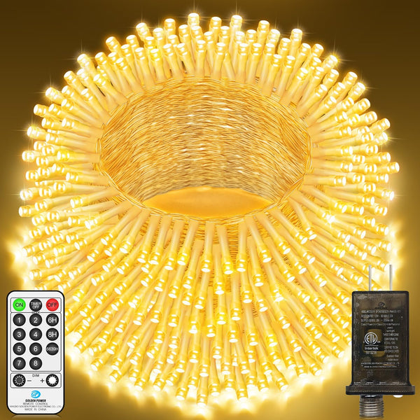 200 FT 500 LED Christmas Lights Outdoor Fairy Lights Plug In Extra