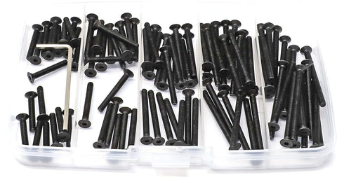 iexcell 100 Pcs M3 Hex Socket Flat Head Cap Screws Bolts Assortment Kit - 20/25/30/35/40 Alloy Steel, Black Oxide