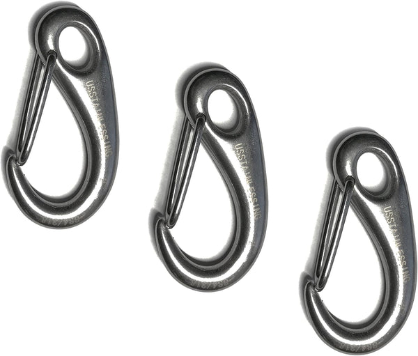 US Stainless 3 Pieces Stainless Steel 316 Spring Snap Lobster Claw 2"