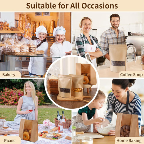 Bpole 3-in-1 50pcs Bread Loaf Bags for Homemade Bread - Bakery Paper Plastic Bags for Homemade Sourdough Bread