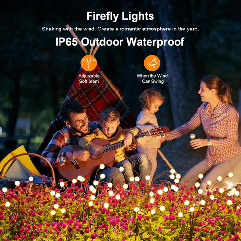 ASMAD 2 Pack Solar Garden Lights, 16 LEDs Outdoor Decorations, Solar Swaying Firefly Lights for Patio Pathway