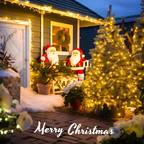 500 163ft 8 JMEXSUSS LED Warm White Christmas Lights Indoor Outdoor, Clear Wire Plug-in String Lights Bedroom, Modes