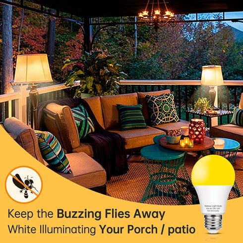 EvaStary Yellow LED Light Bulb, 6W LED Bug Light Bulbs, 40W Equivalent, A19 LED Amber, 4 Pack