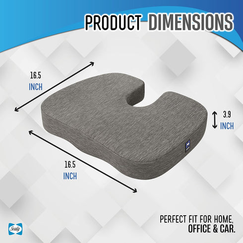 Tailbone Sealy Memory Foam Seat Cushion for Car and Office Chairs Pain Relief, Posture Support, and Comfort for Home