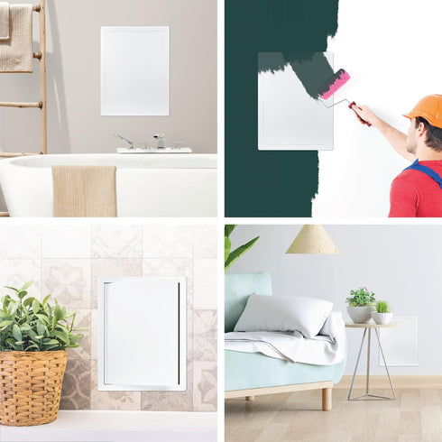 10" x 13" White Plastic Access Panel for Plumbing, Electricity, Heating, Alarm Wall Access in Drywall