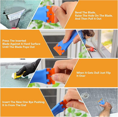Honoson 300 Pieces Plastic Razor Blade Scraper Blades Plastic Scraper Tools Double Edge Razor Blades with a Tip Slot