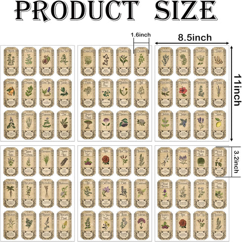 72Pcs Jars(herb72) Herb Stickers Lables for Jars Vintage Spice Apothecary Herb Spice Labels Stickers Spices Sticker