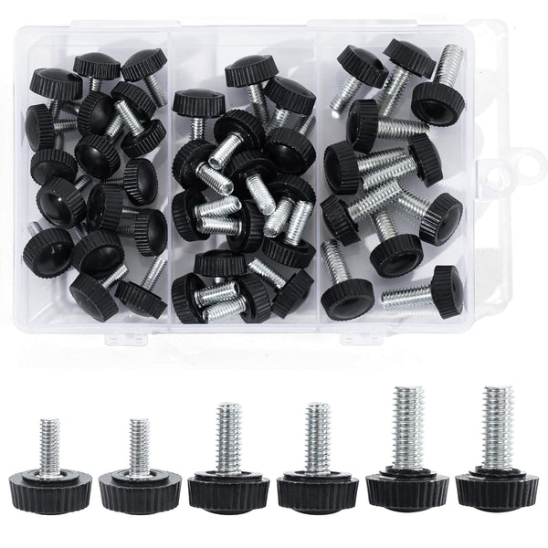 Impnit 30PCS 3 Size Threaded Knurled Thumb Screws, Monitor Screws Vesa Screws Carbon
