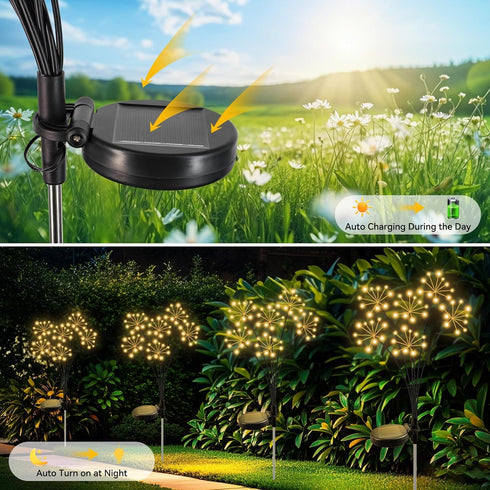 2 Pack Slyuexu Solar Garden Lights Waterproof Swaying Starburst Light Solar Outdoor Lights for Yard Patio Walkway