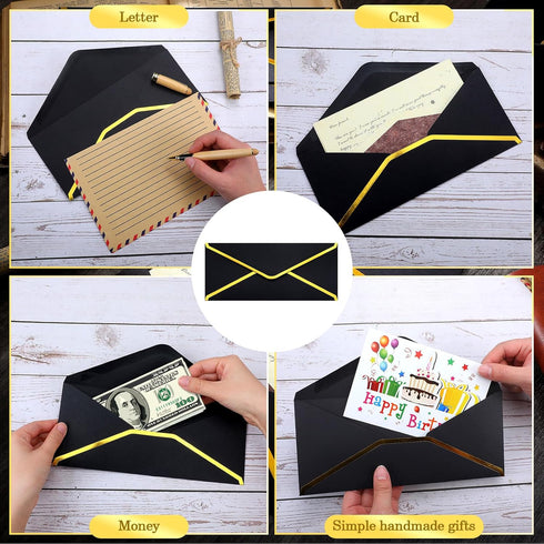 Outus Christmas Envelopes 100 Pack #10 Business Envelopes with Gold Border, Self Adhesive Mailing Envelopes for Office