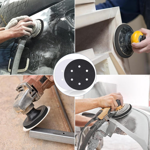 5 Pack 6 Inch 6 Interface Pads, Holes Hook and Loop Soft Density Sponge Cushion Buffer Backing Pad, Foam Sanding