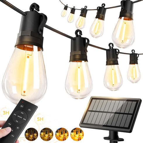 VGUXG 50ft-Solar-Powered-Lights-Outdoor-Waterproof-String Lights-Outside-Patio-Yard-Garden-Fence-Backyard-Deck-Porch-Balcony-Patios-Camping-Battery-Operated-LED-Fairy-Strip-Lighting-Hanging-Edison-Bulbs-S14