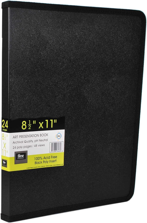 Filexec Art Presentation Book, 8.5"x11", 24 Page/48 Views (93230), Black