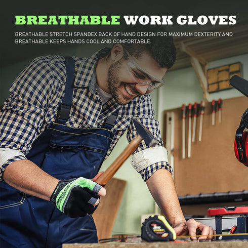 Framer Work Gloves - Fingerless Framing Gloves, Open-Finger Carpenters Gloves, High Dexterity Durable Fit
