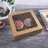 ONE MORE 10inch Natural Kraft Bakery Pie Boxes with PVC Windows, Large Cookie Box 10x10x2.5inch, 12 Pack (Brown)