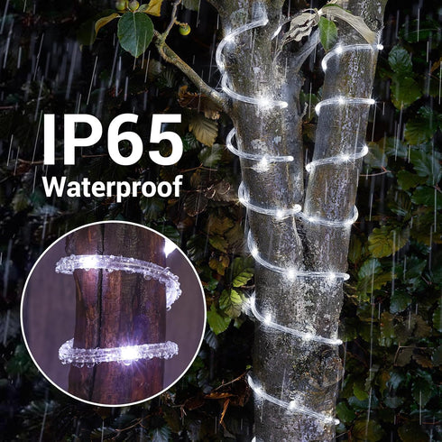 2 Pack 132ft 400LED 8 Solar Rope Lights, Total Solar String Lights, Modes Waterproof Solar Powered Outdoor Light