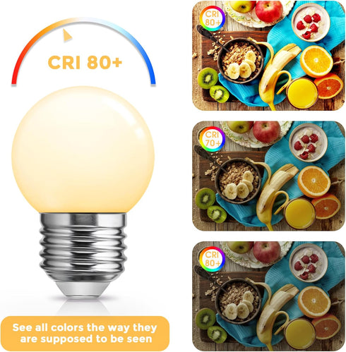 Small G14 LED Globe Light Bulb, 1W G45, 15W Equivalent, Warm White 3000K E26 Base, 6 Pack for Party Decor