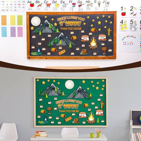 Outus 105 Pieces Jesus Loves You S'More Bulletin Board Set, Sunday School Decorations for Classroom Wall