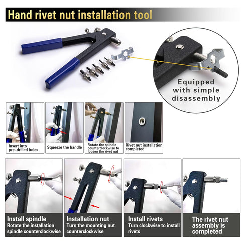 AskWay 430Pcs (M8/M6/M5/M4/M3), Pressure Rivet Nut Tool Kit, Aluminum Rivet Nut Combination Suitable for Furniture