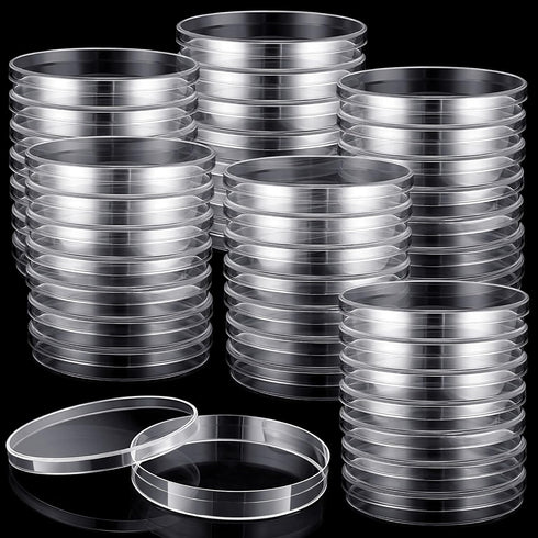 200 Pack Sterile Plastic Petri Dishes - 90mm Dia x 15mm Deep Clear Thick Science Dish Lab Cell Culture Dishes for Lab