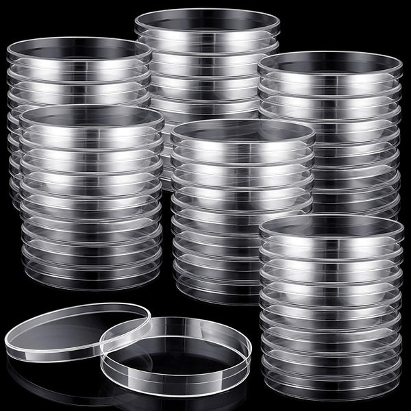 200 Pack Sterile Plastic Petri Dishes - 90mm Dia x 15mm Deep Clear Thick Science Dish Lab Cell Culture Dishes for Lab