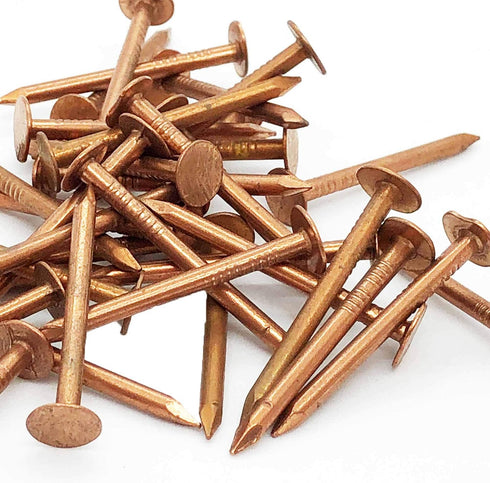 Pure Copper Nails for Roofing, Flashing, Finish & Boat – 1.5 Inch (38mm) Long, 3/8” Nail Head, 50 Count
