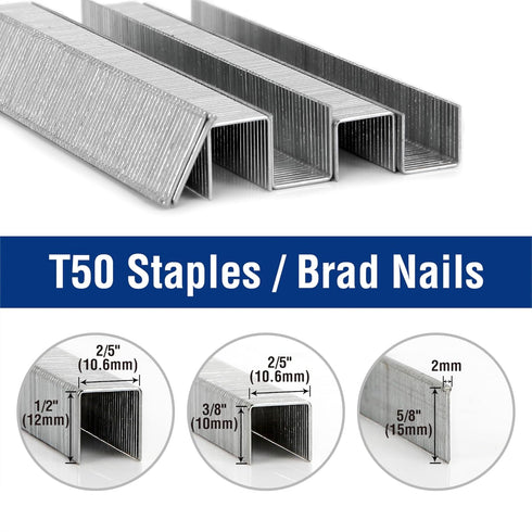 WORKPRO Heavy Duty T50 7500-Count Staples for Staple Gun, 1/2"+3/8" Staples and 5/8" Brad Nails